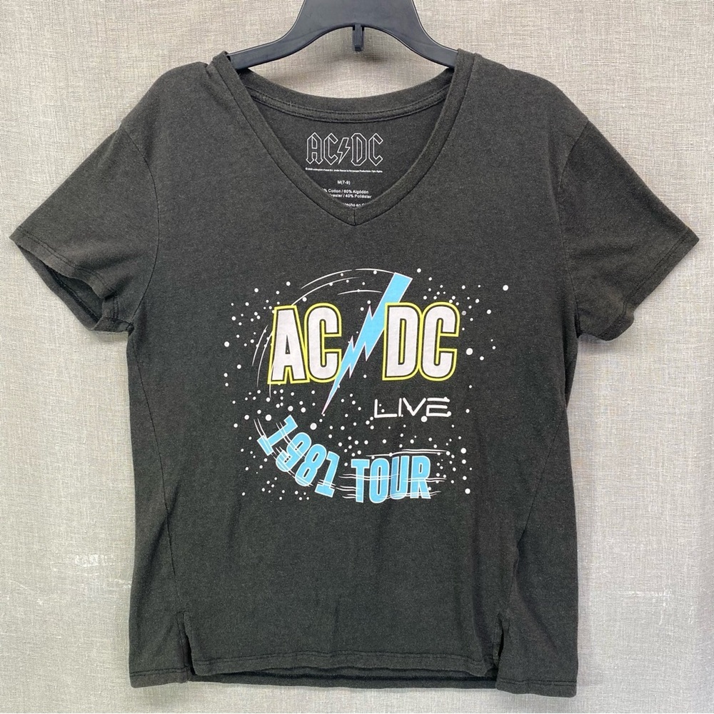 AC/DC 1981 Tour Graphic Print (Reprint) T-Shirt Black Women Size | M